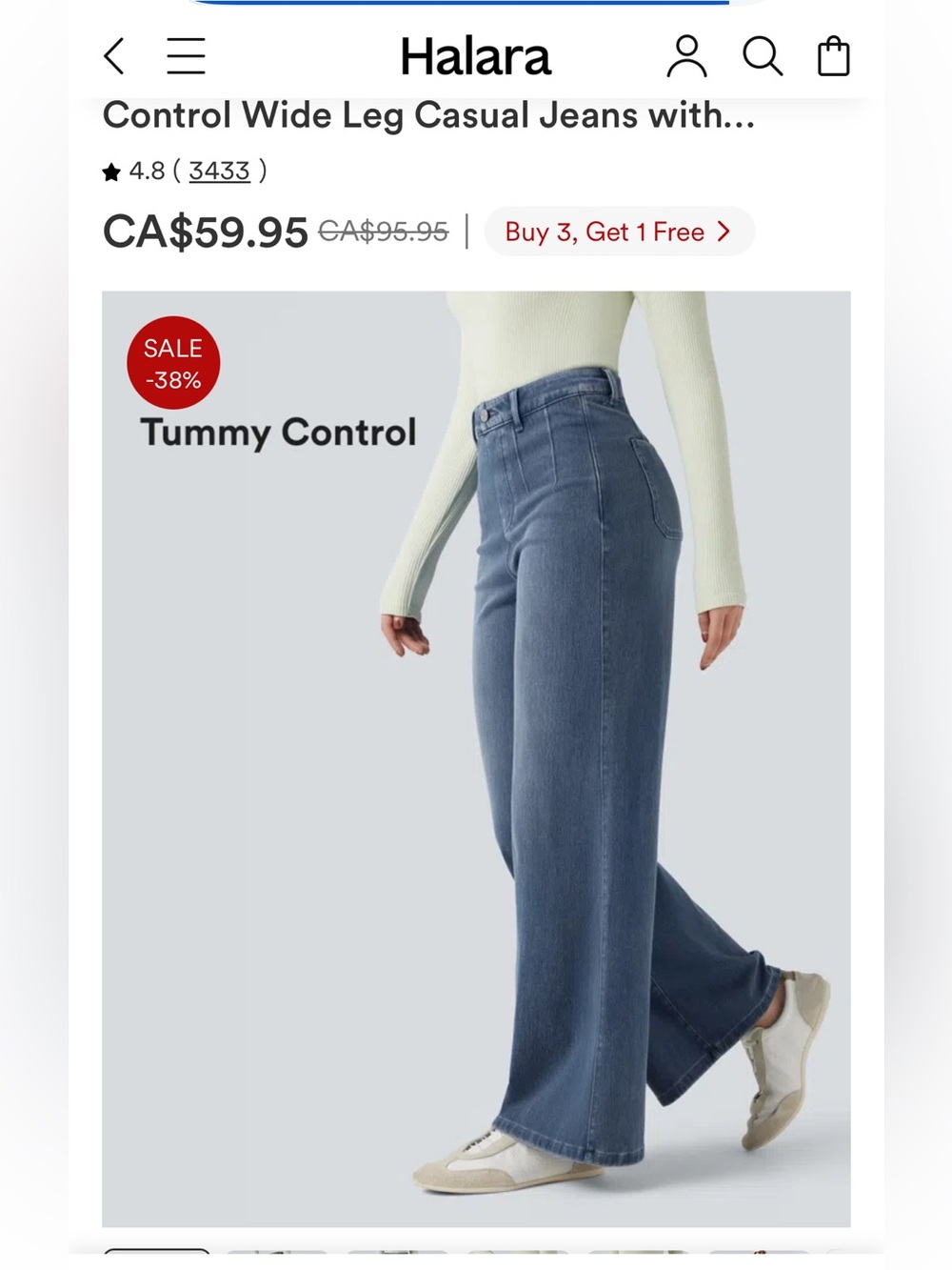 HALARA, the high waist tummy control wide legs jeans!